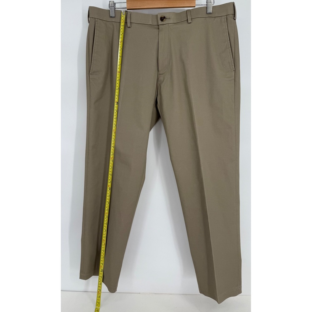 Haggar Mens Iron Free Khaki Dress Pants Tan Flat Front Stretch Sz 38x29 - Picture 2 of 12